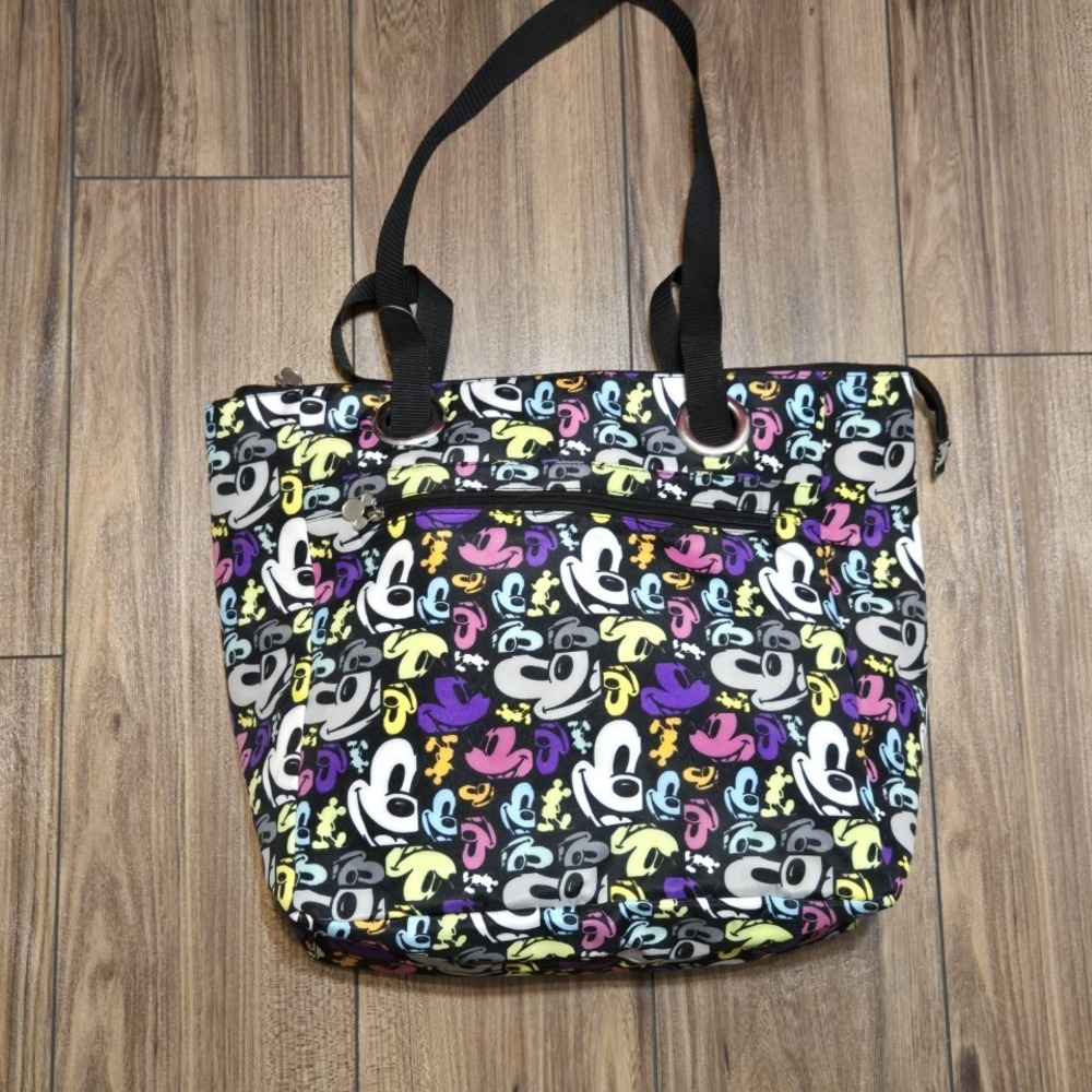Disney Parks Large Water Resistant Tote Bag All Over Print Colorful Top Zip Bag - Picture 2 of 10